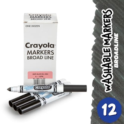 Crayola Washable Markers for Kids, Black 12ct, Bulk Broad Line - color: Black