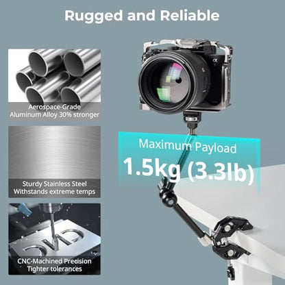 SMALLRIG 12.9 Inches Magic Arm Clamp, with 1/4 Screw & Anti-Deflection Pin