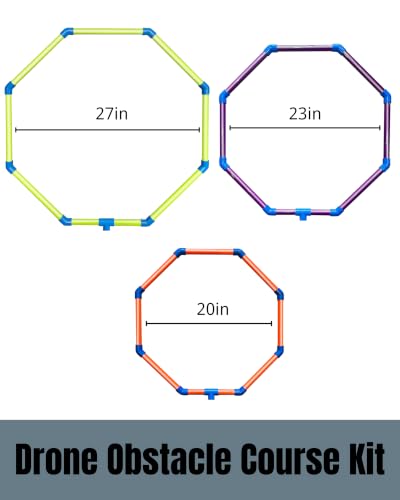 6-in-1 Drone Obstacle Course Kit with Carry Bag - 6 Shapes Multi-Configuration FPV Racing Gates, Wind-Resistant Ground Stakes, Training Set for RC Quads & Micro Drones (3-Size Set)