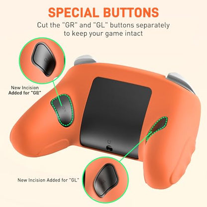 2025 Soft Silicone Case Compatible with Nintendo Switch 2 Pro Controller, Anti-Slip Switch 2 Pro Controller Protective Cover Skin, Ergonomic Comfort Handle Design - Orange - color: Orange