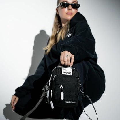 WOLFpak 4L Mini Tactical Sling Bag Crossbody - color: Alpha Black White Accents