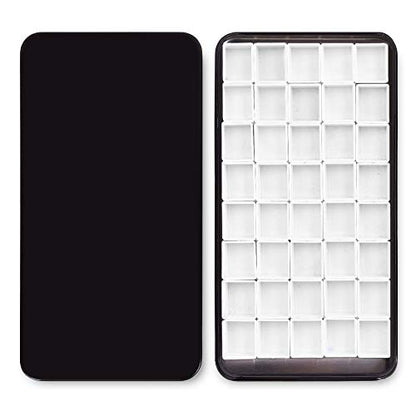 qianshan 40Pcs Empty Half Pans Watercolor Tin Palette with Magnetic Stripe - color: Black