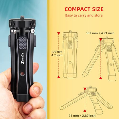 Zeadio Heavy Duty Mini Metal Tripod Stand - Universal Small Table Tripod for Camera, Gimbal, Action Cam, Camcorder, Microphone, LED Light, etc(40kg/88lb Load) - style: Basic Version