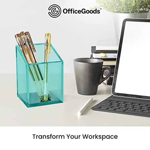 OfficeGoods Acrylic Pen and Pencil Holder, Green - color: Green