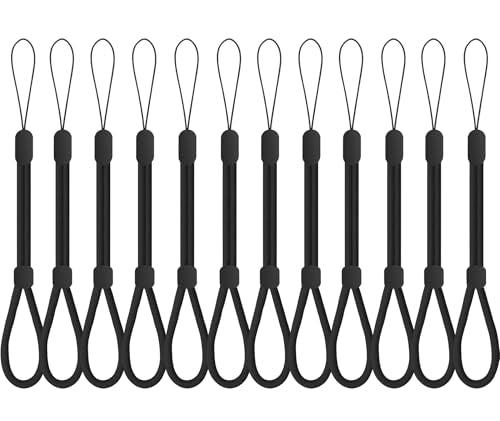 Wrist Strap Lanyard, Adjustable Phone Lanyards for Cell Phone, Camera, Flashlight, Keychain, ID Name Tag Badge - color: 12pcs-black