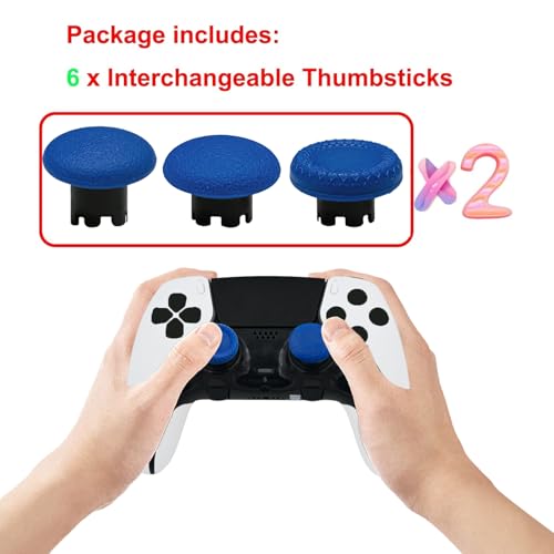 6-in-1 Interchangeable Thumbstick Caps for PS5 DualSense Edge Controller,Swappable Thumbsticks for PS5 Dualsense Controller, Thumbsticks Joysticks Kits Replacement for PS5 Dualsense Controller(Blue) - color: Blue