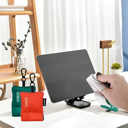 SEIBER Microfiber Eyeglass Cleaning Cloth, Orange & Green, 2 Pcs - color: Dark Green and Orange