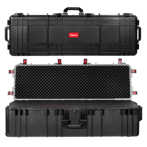 Regetek WATERPROOF Rolling Case 52 x 17x 13 Inch, with Foam/Wheels/ 3 Large Handles for Camera, Tool, Equipment, IP67,Crushproof, Lockable, Transport Roller Hard Case, Inner 48.42" x 13.93" x 10.82"