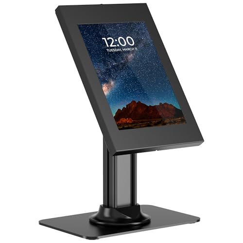 Mount-It! iPad Kiosk Stand, Anti-Theft Steel Countertop Enclosure, Black - color: Black