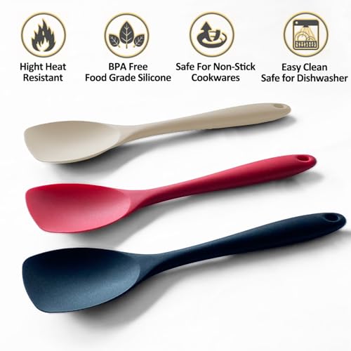 Vovoly Silicone Spatula Spoon Set, 11 IN, Khaki, Spoonulas Heat Resistant - color: Khaki