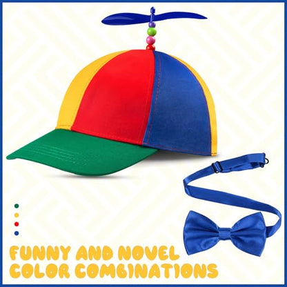 Sintege Propeller Hat Nerd Silly Twirly Cap Helicopter Cap with Spinner and Adjustable Bowtie for Costumes - color: Blue