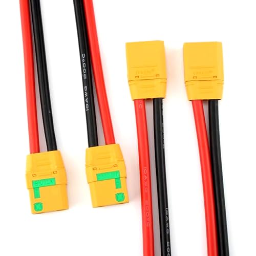 SoloGood Amass 2 Pairs XT90S Pigtails XT90 Wire XT-90S XT 90 Plug Male and Female Connector 150mm 10AWG Silicon Wire for RC Lipo Battery FPV Racing Drone …