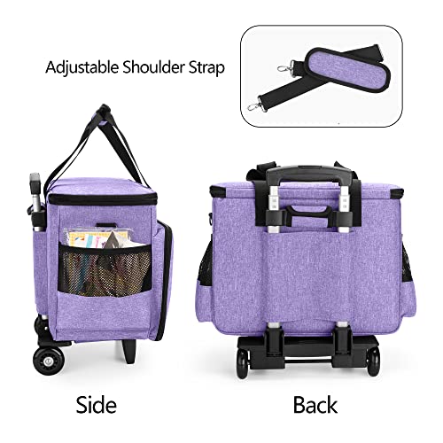 Yarwo Upgraded Rolling Craft Bag with Detachable Trolley and Multi-Pockets - color: Purple