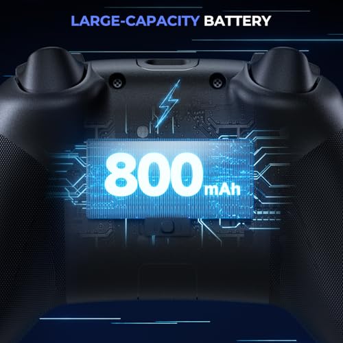 ECHTPower Wireless PC Gaming Controller - Hall Effect Joystick, 2.4G & Wired 1000Hz Polling Rate, 800mAh Battery, Adjustable Turbo/Vibration - for PC/Switch/iOS/Android - color: Black