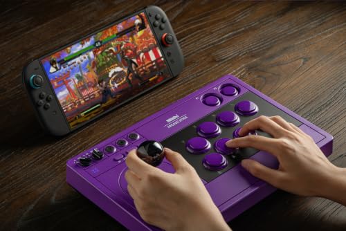 8Bitdo Retro Arcade Fight Stick 8 Way Joystick with 2 Dedicated Macro Buttons and Turbo Function for Switch/Switch 2 and PC Windows, Wireless Bluetooth, 2.4G Adapter & Wired USB-C - Purple - color: Purple Edition
