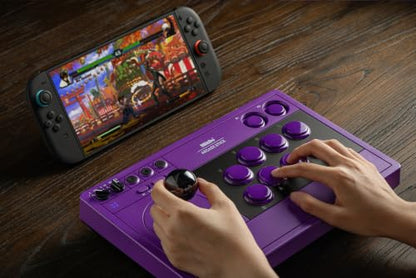 8Bitdo Retro Arcade Fight Stick 8 Way Joystick with 2 Dedicated Macro Buttons and Turbo Function for Switch/Switch 2 and PC Windows, Wireless Bluetooth, 2.4G Adapter & Wired USB-C - Purple - color: Purple Edition