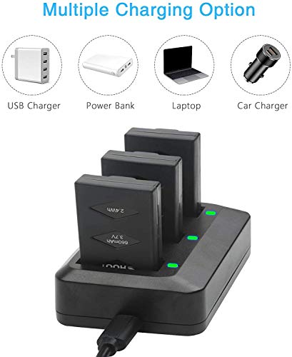 SHOOT 3 Pack Battery 660mAh 3.7V Charger Kit for Parrot MiniDrone