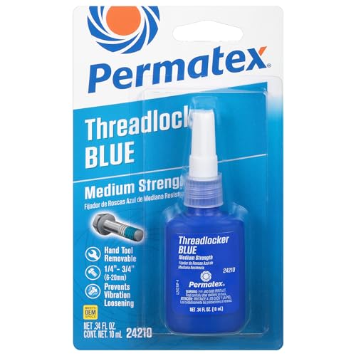 Permatex 24210 Medium Strength Threadlocker Blue, 10 ml, Automotive Threadlocker For Preventing Bolts From Loosening And Corrosion, Removable With Hand Tools - size: 10 ml, style: Liquid - Medium Strength