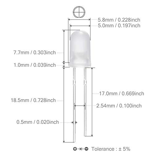 CHANZON 100 pcs 5mm Blue Diffused LED Diode Lights(DC 3V 20mA) - color: E) White-blue (100pcs)