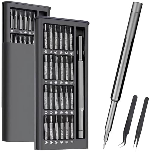Precision Screwdriver Set, 27 in 1 Small Screwdriver Set Magnetic, Mini S2 Steel Bits with Tweezers, Magnetic Mini Repair Tool Kit for Laptop, Phone, PC, Glasses, Watch, Electronic