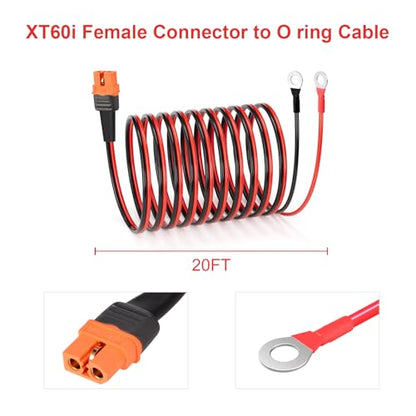 ELFCULB XT60i to O Ring Terminal Cable 10AWG 20FT for Power Stations - color: 10AWG, size: 20FT