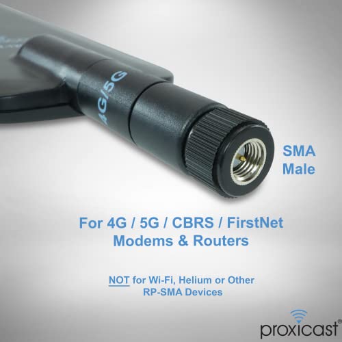 Proxicast 4G, 5G, CBRS 6 dBi Omni-Directional Swivel SMA Terminal Antenna - size: 2 Pack