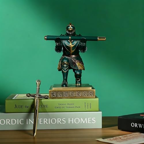 King's Guard Knight Pen Holder with a Letter Opener Desk Organizers Green - color: Green
