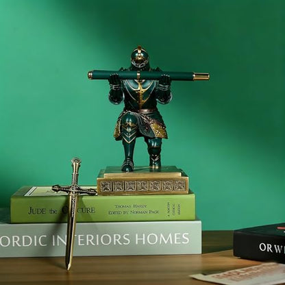 King's Guard Knight Pen Holder with a Letter Opener Desk Organizers Green - color: Green