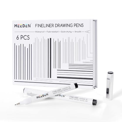MEEDEN Micro Fineliner Drawing Pens: 1mm Chisel Nib, 6 Pack, Black Ink - style: 1mm Chisel Nib