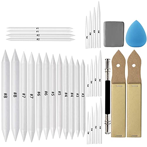 33 Pcs Blending Stumps and Tortillions Paper Art Blenders Drawing