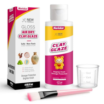 Nariolar Air Dry Clay Glaze - 4fl oz/120ml Clay Varnish Gloss - size: 4 oz-gloss