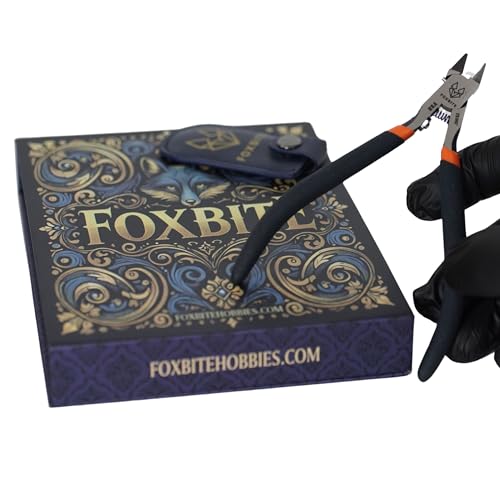 FOXBITE Precision Hobby Nippers – Ultra Sharp Sprue Cutter for Miniature Painting, D&D, Warhammer, Gundam Builders – Pro Model Kit Tools for Clean Plastic Cuts – Fine Tip Flush Cutter