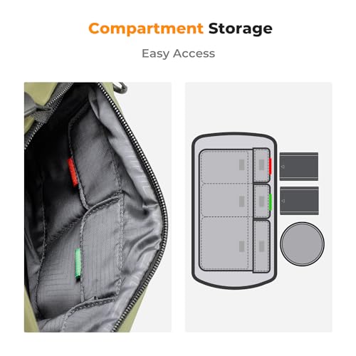 K&F CONCEPT 2 in 1 Camera Sling Bag, Everyday Shoulder Bag - color: 03 Green Medium
