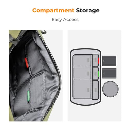 K&F CONCEPT 2 in 1 Camera Sling Bag, Everyday Shoulder Bag - color: 03 Green Medium
