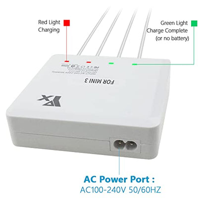 Hanatora Fast Battery Charger for DJI Mini 4 Pro, Mini 3 Pro Drone - 6 in 1 Rapid Multi Parallel Charging Hub Accessories