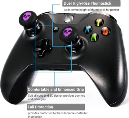 Playrealm FPS Thumbstick Extender Rubber Silicone Grip Cover 2 Sets for Xbox Series X/S & Xbox One Controller(Ghost Purple) - color: 6