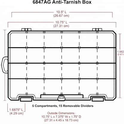 ArtBin Medium Anti-Tarnish Jewelry Box with 15 Dividers, Aqua Accents