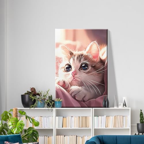 ATDMS Cat Paint by Numbers Kit for Adults with Frame, 8x12 Inch - color: Cat 237