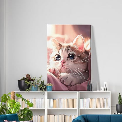 ATDMS Cat Paint by Numbers Kit for Adults with Frame, 8x12 Inch - color: Cat 237