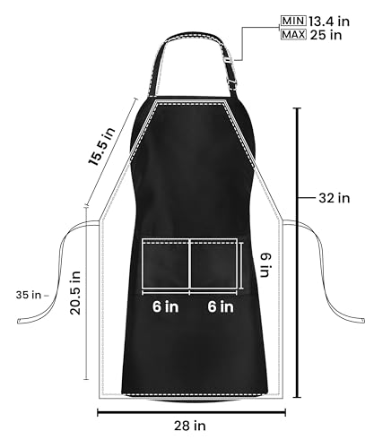 Utopia Kitchen Bib Aprons 10 Pack Adjustable With 2 Pockets - color: Black