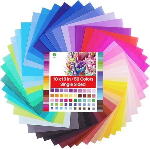 Opret Origami Paper Square Single Sided for Arts and Crafts Projects - size: 9.8 x 9.8 in