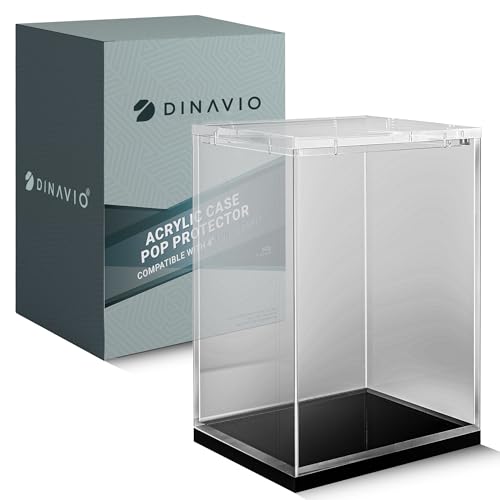 Dinavio Crafthouse Funko Pop Protector - Acrylic Display Case - Sturdy Stackable Design - 4mm Case for 4" Vinyl Figures - Black Base - color: Black Base