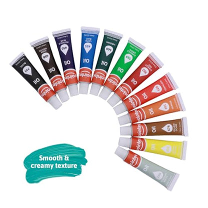 Pointer ArtPRO Oil Paint Set, 12 Colors, 0.4oz Tubes, Smooth Creamy Texture for Canvas and Fine Art