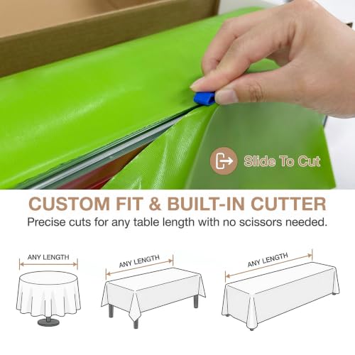 Plastic Tablecloth Roll with Slide Cutter, 54 in x 300 ft Table Cover - color: Grass Green