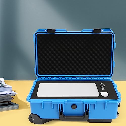 Portable Protective Camera Case, 22" Protective Roller Hard Camera Case with Wheels and Foams Camera Suitcase Waterproof Rolling Hard Case for Camera,Tools,Lens,Drone,Equipment (Blue) - color: Blue