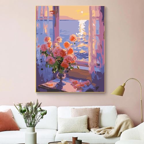 ZRIZQ Paint by Numbers Kit for Adults Beginner,Flowers Landscapes,16x20 - color: 16"X20"Rolled Canvas-Flowers 2
