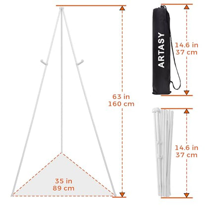ARTASY 63" Easel Stand for Wedding Signs, White, 1 Pack with Carry Bag - color: White