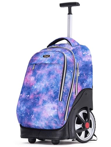 NEW TILAMI 19 Inch Rolling Backpack for School Stair-Climbing Big Wheel - color: Purple Star Violet