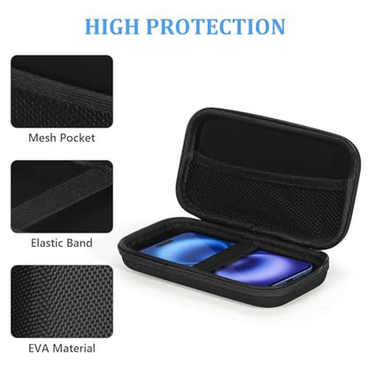Black Small Hard Shell Zipper Case, Portable EVA Travel Storage Pouch - color: Black