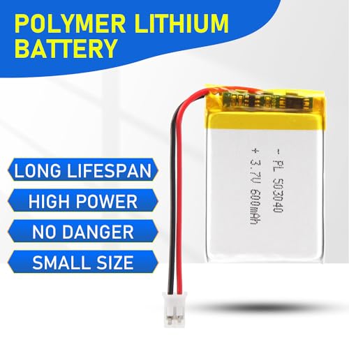 503040 3.7V Lipo Battery 600mAh Rechargeable Lithium - size: 600mAh 503040